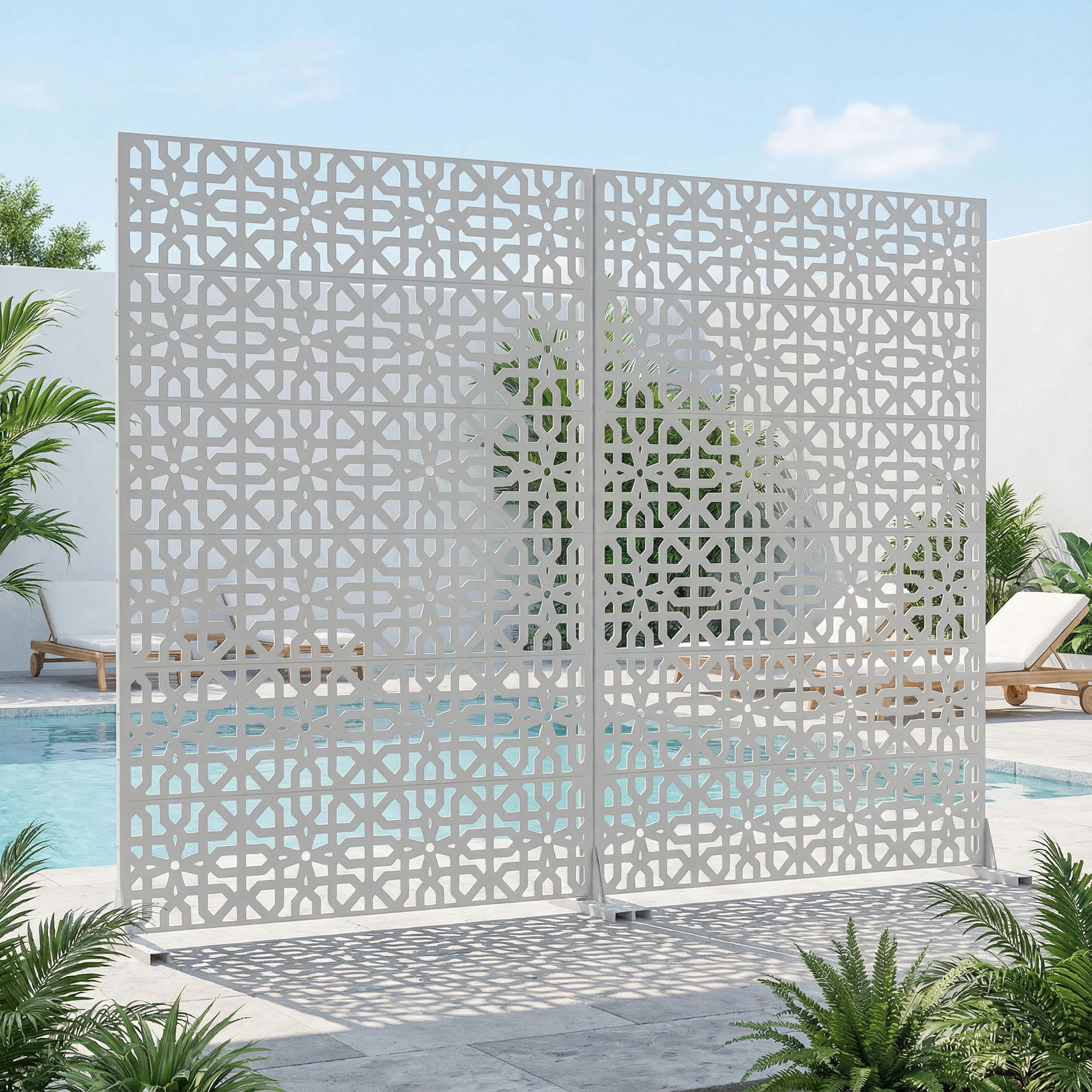 MAYEERTY 6 Panels Outdoor Privacy Screen, Metal Decorative Privacy Fence, 2 pcs Privacy Panel for Patio, Balcony, Backyard, Garden