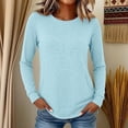 thumbnail image 2 of Womens Long Sleeve Yops Crew Neck Long Sleeve Round Split Loose Tops With Pockets Summer Tops, 2 of 8