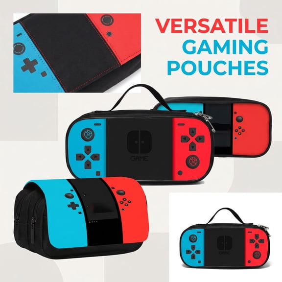 Game Pencil Case for Boys Girls, Game Controller Pencil Box for Kids Game Pen Bag, Large Capacity Game Pencil Pouch with Zipper Compartments for Office School