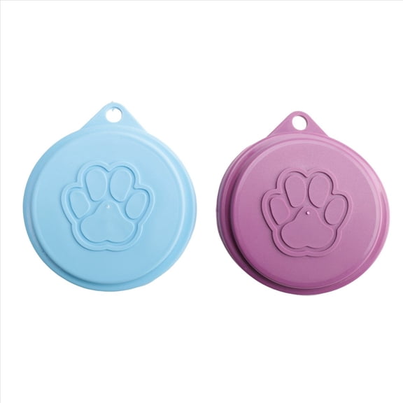 2 Pcs Reusable Pet Dog Can Food Covers with Print Fresh Pet Cans Lid Caps - Random Color