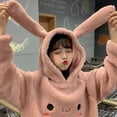 thumbnail image 3 of Ludlz Cosplay Anime Bunny Emo Girls Rabbit Ears Top Long Sleeve Shirt Pullover Sweater Hoodie with Cute Bunny Bag, 3 of 6