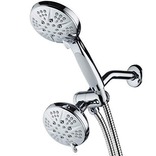 NOTILUS Douchette Surround(TM) Haute Pression 48 Réglages Pommeau de Douche de Luxe 3 Voies/combo à Main - Poignée Antidérapante, Jets Anti-Obstruction, Acier Inoxydable Robuste