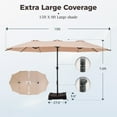 thumbnail image 3 of Alpha Joy 15ft Outdoor Patio Umbrella Extra-Large Double-Sided Garden Umbrella with Crank Handle and Base - Beige, 3 of 7