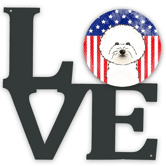 Carolines Treasures BB2147WALV American Flag and Bichon Frise Metal Wall Artwork LOVE 12X12 multicolor