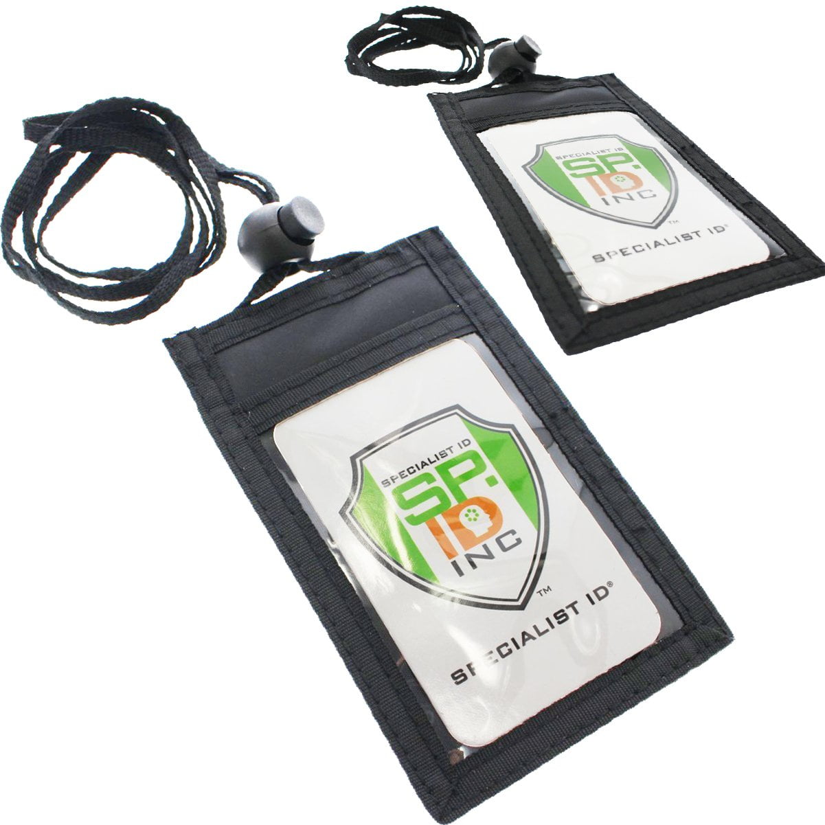 Slim ID Badge Holder Neck Wallet with Vertical Front Display Window