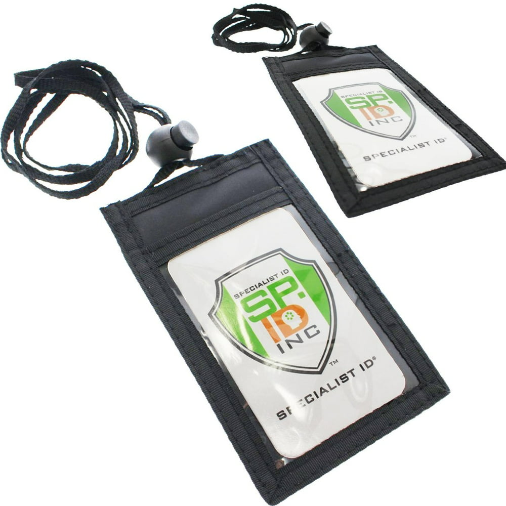 Slim ID Badge Holder Neck Wallet with Vertical Front Display Window