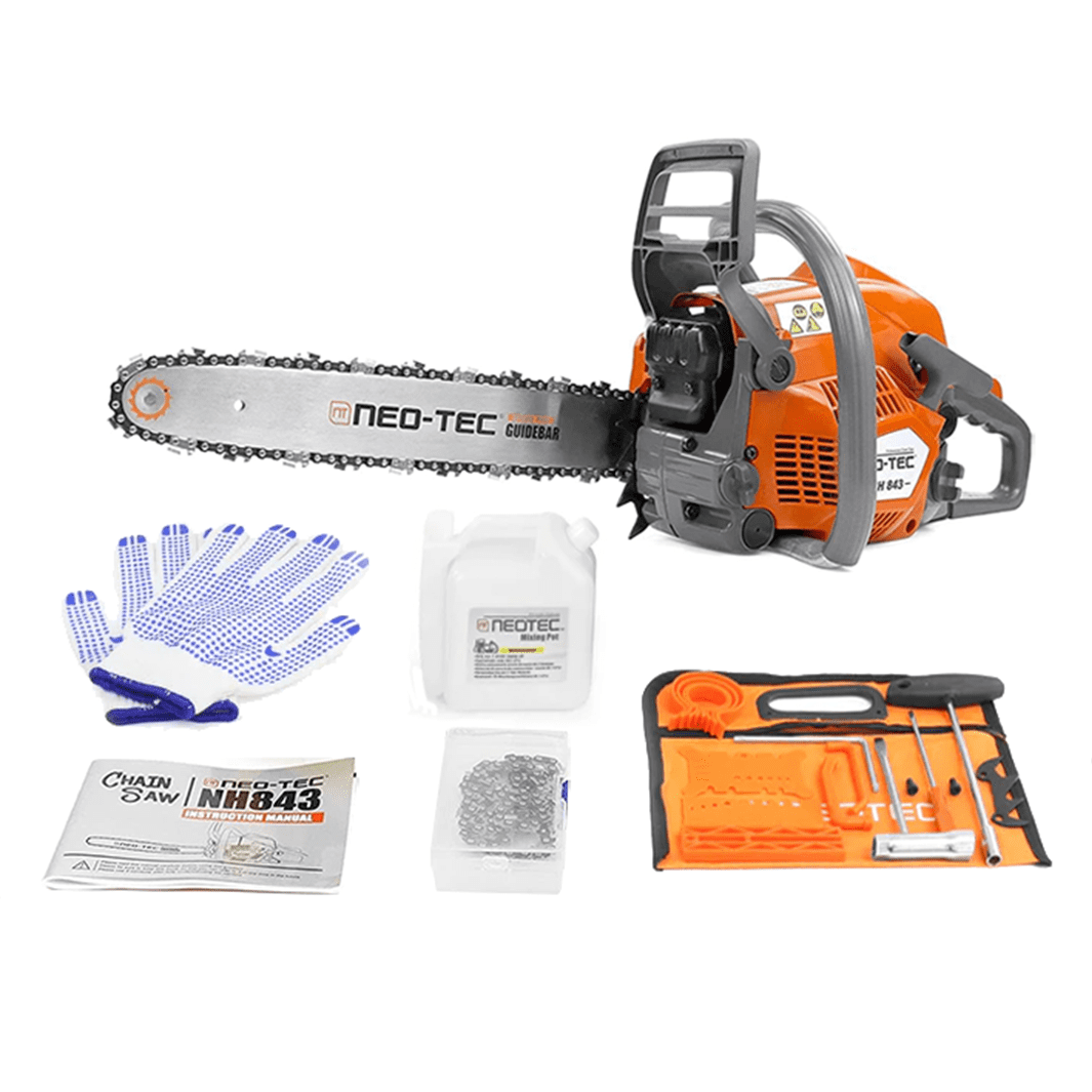 NEOTEC 43cc 2-Cycle Gas Powered Chainsaw with 16" Guide Bar and Chain, Easy Start for Homeowner, Garden and Yard Maintenance