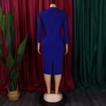 thumbnail image 6 of AURA Plus Size Pencil Midi Dress Round Neck High Waist Bodycon Ruched 9 10 Sleeve Elegant Work Dress, 6 of 10