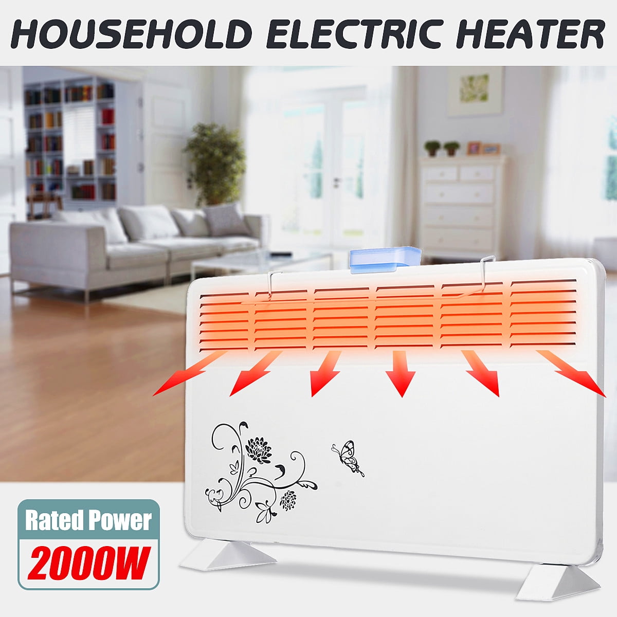 2000W Bathroom Fan Heater 6 Air Outlet Convector Wall Mounted Pull Cord