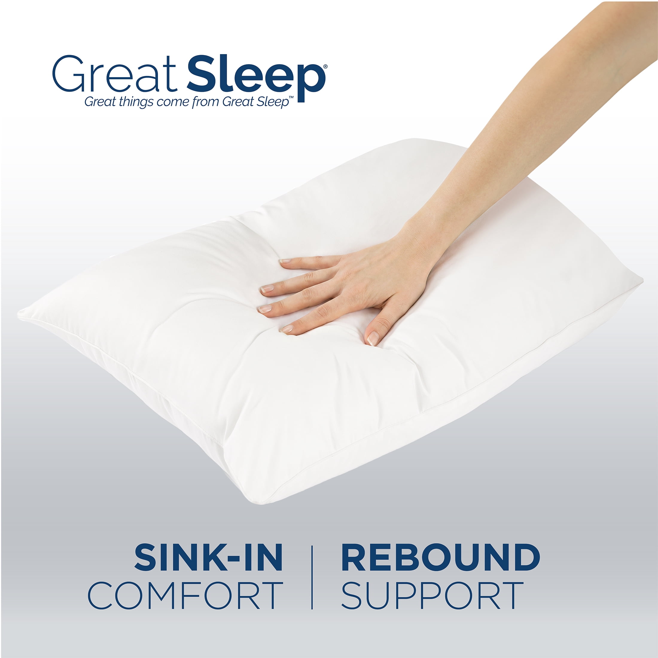 Great Sleep® Down Alternative Cotton Sateen Covered Pillows, Hotel Style, 2 Pack, King