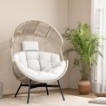 thumbnail image 3 of Costway Fauteuil Style Oeuf Surdimensionné avec Coussins et Appuie-Tête Cadre en Métal Robuste pour Cour Blanc Cassé, 3 of 10