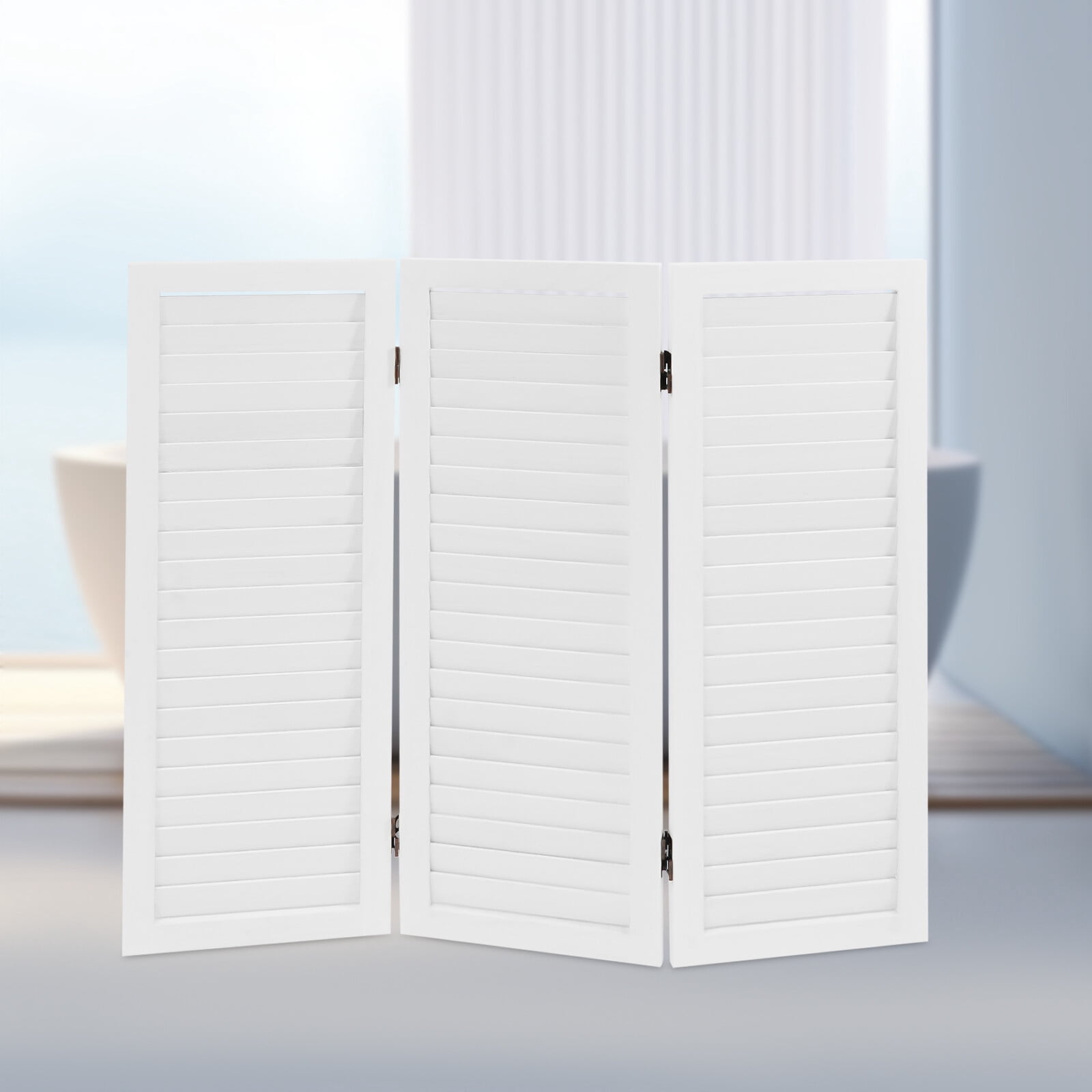 35.4*1*31.9 Modern 3 Panel Room Divider Screen Freestanding Folding Room Divider White for Dressing Room