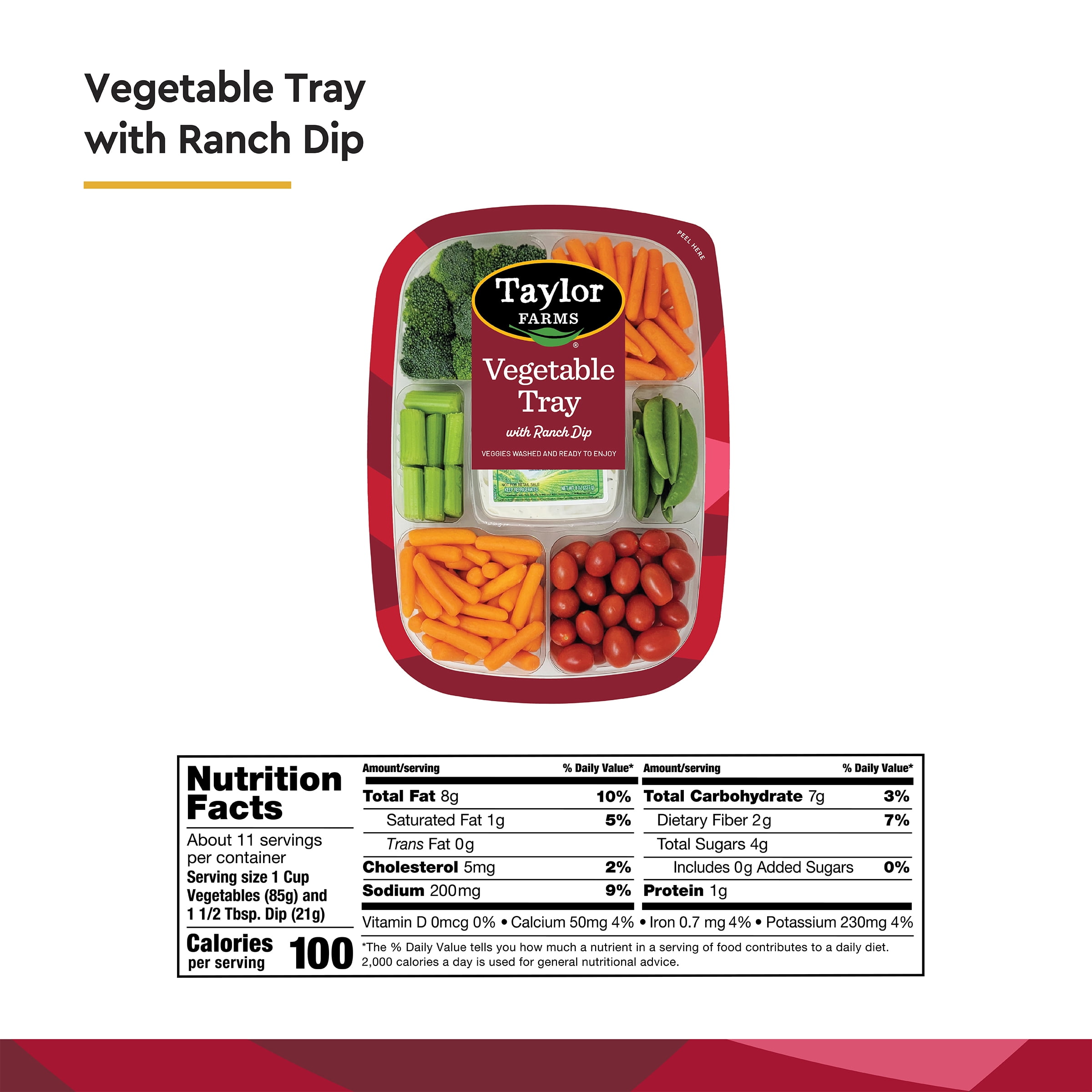 Taylor Farms Snap Peas & Tomatoes Vegetable Tray with Ranch Dip