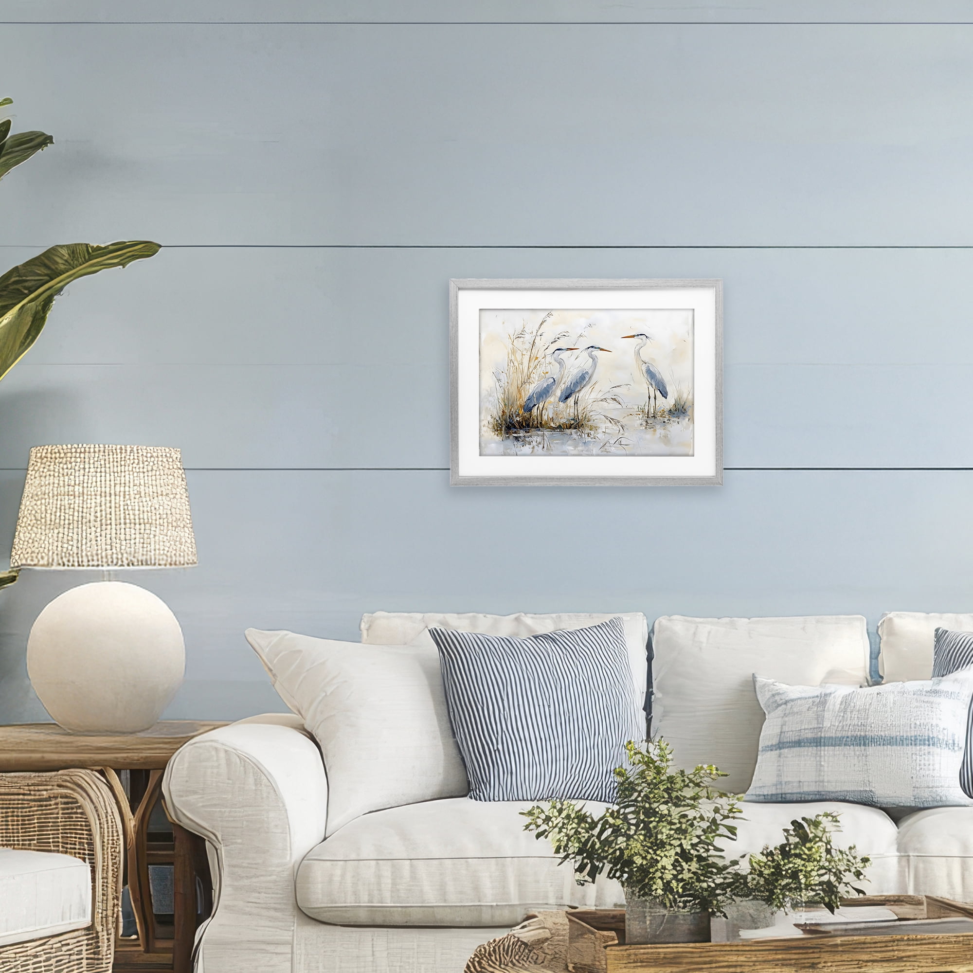 Stupell Industries Blue Heron Trio in Wetlands Gray Framed Print Under Glass, design by LSR Design Studio