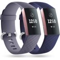 thumbnail image 1 of 2 Pack Replacement Bands Compatible with Fitbit Charge 3/Fitbit Charge 4 Bands, Sports Bands, Small Large, Blue Grey/Blue, 1 of 5