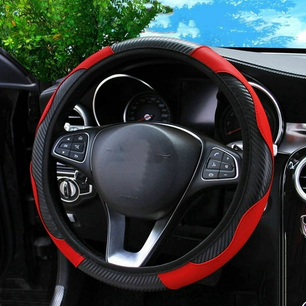 1pcs Cubiertas Universales Transpirables Antideslizantes Para Volante De Coche Para De Fibra De Carbono Elásticas Protector De Dirección