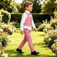 thumbnail image 4 of Iyufng 3 Piece Boys' Formal Vest Suit Sets, Summer Checkered Outfits for Boys, Collared Shirt with Trousers, Hat Set, Size 1-8 Years, 4 of 9