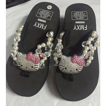 

Kawaii Fashion Y2k Sanrio Diamond Hello Kitty Women s Slippers Beach Flip Flops Outdoor Sandals Woman 2021 Wedges Platform Woman