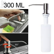 GustaveDesign 300ML Stainless Steel kitchen Soap Dispenser, Built in Sink Soap Hand Liquid Pump Bottle, No-spill Extension Tube Kit