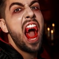 thumbnail image 3 of Glow in Dark Vampire Fangs Halloween Costume Teeth Adult Kids Fake Fangs Cosplay Props for Party Favors Goodie Bag Fillers (Red), 3 of 3