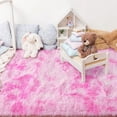 thumbnail image 2 of TWINNIS Abstract Shag Rug For Bedroom,Dyeing Fluffy Carpets for Kids,5'x8',Pink, 2 of 7