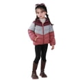 thumbnail image 2 of Girls' Color Block Zip Up Hooded Jacket, Two-Tone Design Casual Outerwear, Kids Lightweight Windproof Coat for Fall Winter Playground School Activities Wine, 2 of 4