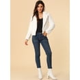 thumbnail image 3 of Abrigo mullido de piel sintética Allegra K chaqueta recortada para mujer Otoño Invierno blanco S, 3 of 6