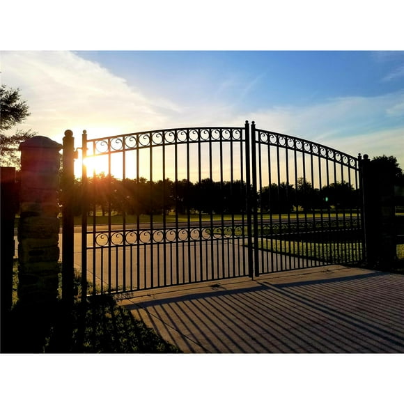 ALEKO Paris Style Ornamental Steel Dual Driveway Gate 12 ft x 6 ft Black