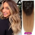 thumbnail image 2 of HAIRRO Clip In Human Hair Extensions, Brazilian Hair 8pcs/18Clips Dark Brown to Chestnut Brown Balayage Hair Extensions Full Head Silky Straight 100% Human Hair Clip In Extensions 8Inch-24inch, 2 of 9