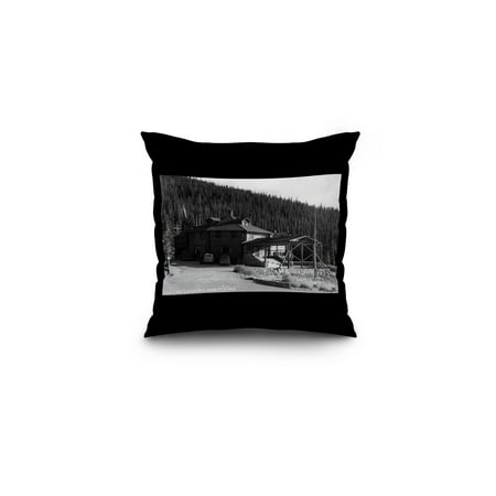 Echo Bedding Pillows Echo Lake, Colorado - Echo Lake Lodge Exterior Photograph (16x16 Spun Polyester Pillow, Black Border) ()