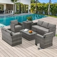 thumbnail image 4 of AECOJOY 7 Pieces Patio Furniture Set with Two Storage Boxes, Outdoor Rattan Conversation Set，All-Weather PE Wicker Sectional Sofa Outdoor Furniture for Garden, Backyard, Deck, Grey Rattan&Grey, 4 of 7