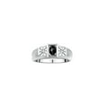thumbnail image 1 of RYLOS Men's Rings Sterling Silver Classic 6X4MM Oval Gemstone & Diamond Ring Black Star Sapphire March Birthstone Rings For Men, Silver Rings, Size 8, 1 of 7