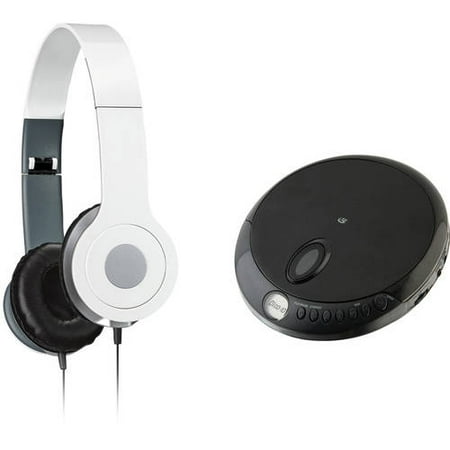 GPX PC301B Personal CD Player and iLive IAH54 On-Ear Headphones
