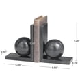 thumbnail image 3 of DecMode 6" Sleek Orb Geometric 12 lbs Black Marble Bookends with L- Shaped Bases (Set of 2), 3 of 7