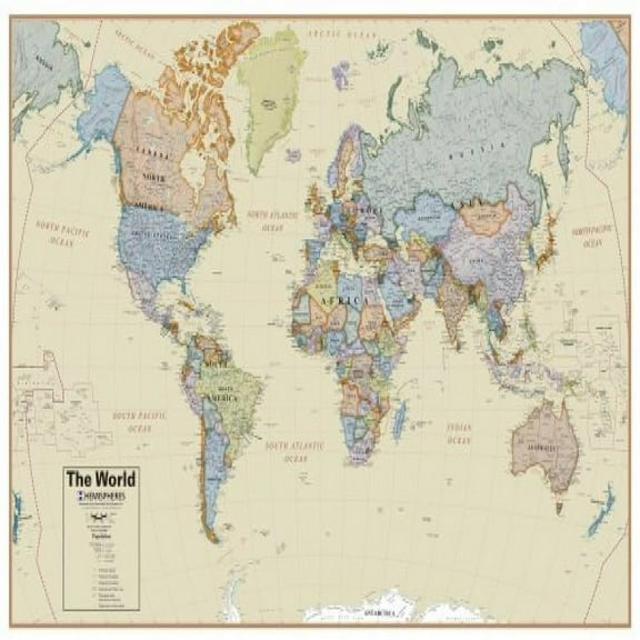 Hemispheres Boardroom Series World Wall Map