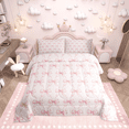 thumbnail image 2 of Castle Fairy Pink Bow Girl Full Comforter 3-Piece: Ribbon Bowtie (Lightweight), 2 of 8