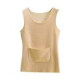 thumbnail image 2 of Ropa interior térmica para mujer, blusa de poliéster de color liso de terciopelo de doble cara, cálida, sin costuras, cuello redondo, talla grande, 2 of 3