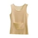 thumbnail image 2 of Ropa interior térmica para mujer, blusa de poliéster de color liso de terciopelo de doble cara, cálida, sin costuras, cuello redondo, talla grande, 2 of 3