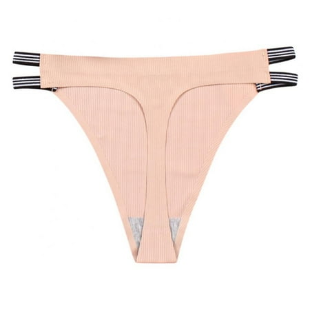 

Thongs Solid Smooth Seamless Underwear G-string Panties - Ladies High Stretch Hollow Out Waistband Soft Breathable Briefs(1-Packs)