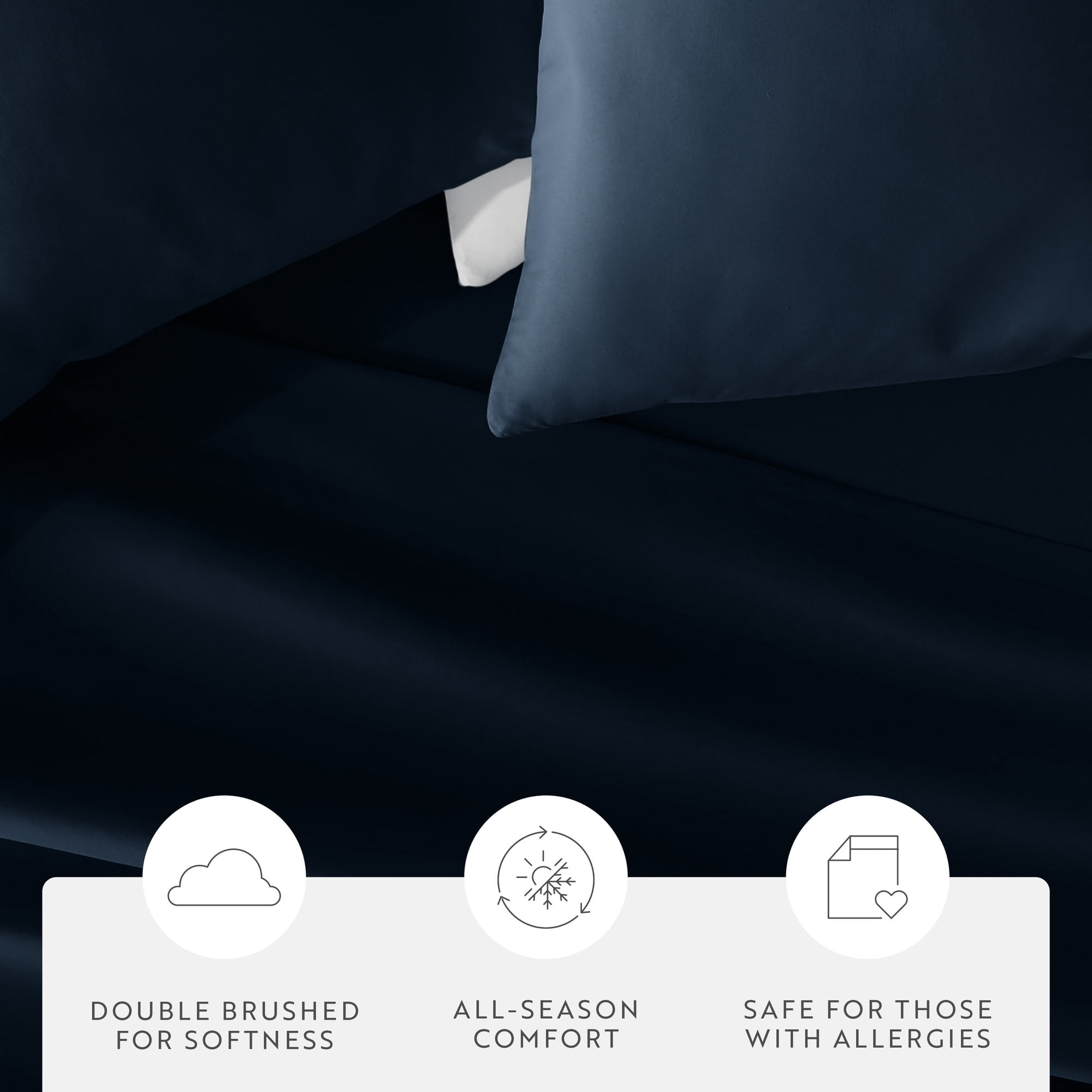 Noble Linens 2 Piece Pillow Case Set, Navy, Standard/Queen