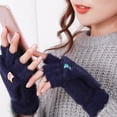 thumbnail image 4 of Men Women Winter Knitted Convertible Fingerless Warm Gloves, 4 of 6