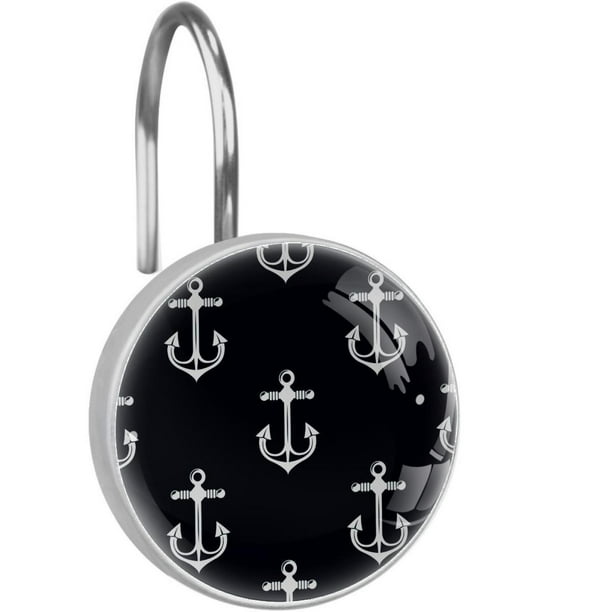 Anchor Shower Curtain Hooks（Set of 12）for Home Hotel Shower Rods