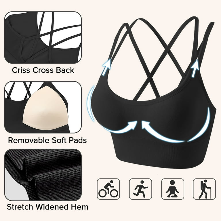 ZIHUA 3 Pack Sports Bras for Women, Sports Bra Pack Comfort Straps with  Removable Chest Padsm Suitable for Sports, Daily Wear, White S at   Women's Clothing store