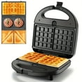 thumbnail image 2 of 750W Toaster with Removable Non-Stick Plates, Ideal for Grilled Cheese, Sandwiches, And Steaks, 3-In-1 Sandwich Maker, Panini Press, And Waffle Iron in Black, 2 of 8