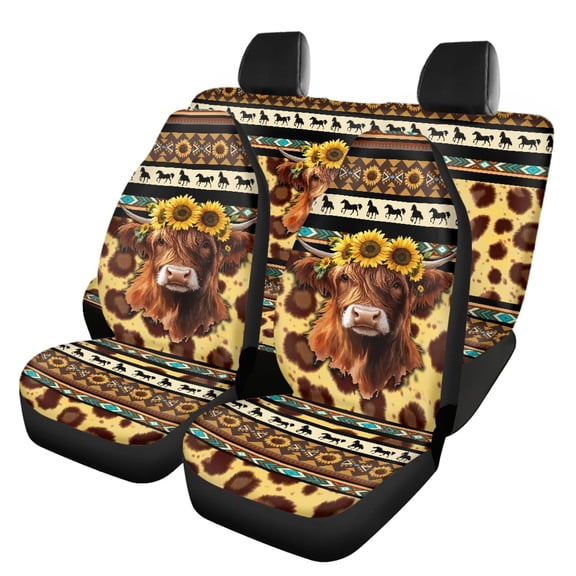 Pzuqiu Car Seat Covers Full Set Easy to Install Polyester, Compatible with Sedan Seats SUV Seats, for most Cars Trucks, Leopard Print