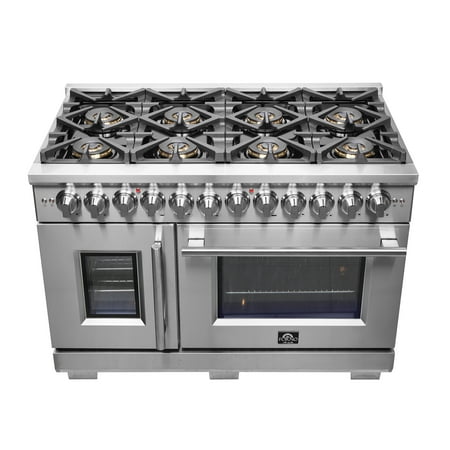 Forno Appliances - Capriasca 6.58 Cu. Ft. Freestanding Double Oven Dual Fuel Range with Left Oven Swing Door