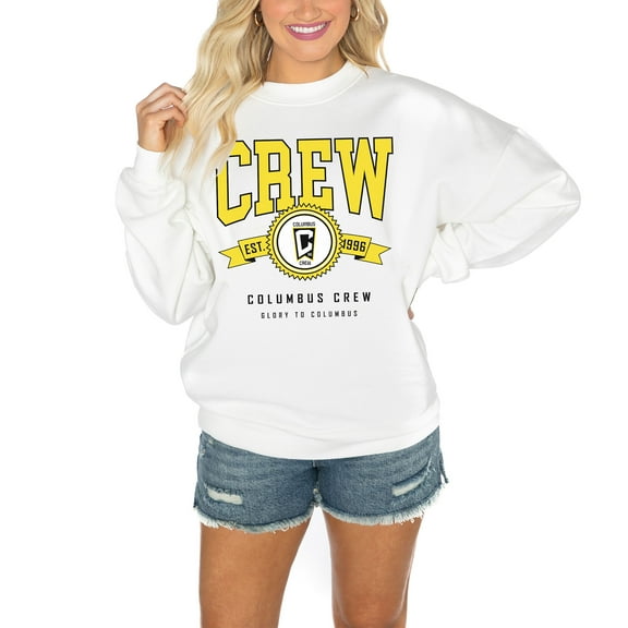 Women's Gameday Couture  White Columbus Crew Crewneck Drop Shoulder Sweatshirt