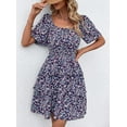thumbnail image 3 of PRETTYGARDEN Women's Floral Summer Short Dress Square Neck Short Sleeve Tiered Ruffle Boho Swing Dresses, 3 of 6