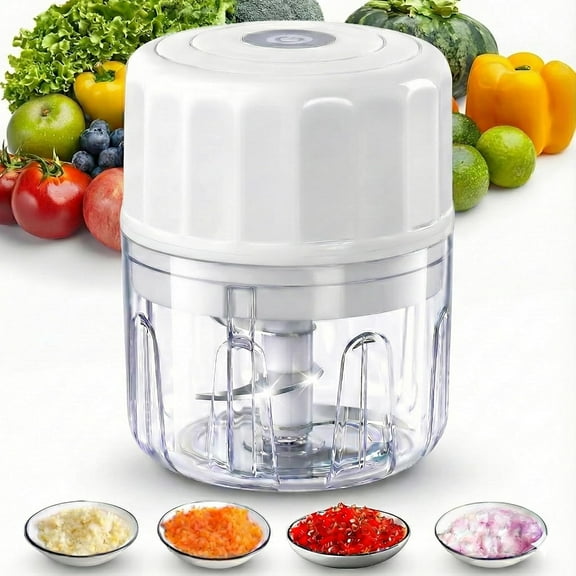 Electric Garlic Chopper & Mincer, 250ml USB Rechargeable Cordless Food Processor, BPA-Free Mini Chopper for Vegetables, Nuts, Meat and Herbs