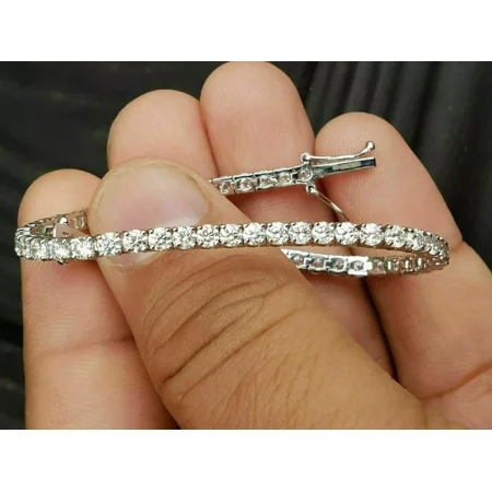 "6 Ct Round Cut Simulated Diamond Tennis Bracelet, 14K White Gold Plated Sterling Silver, Elegant Jewelry for Women"